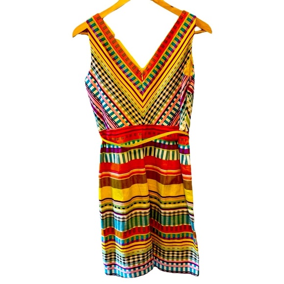 London Times Multicolored Striped Sleeveless Sheath V Neck Dress Womens size 6 - Picture 8 of 15
